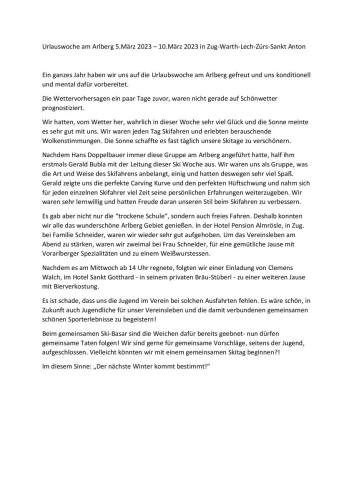 Arlberg Bericht 2023
